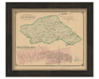 EPHRATA, Pennsylvania 1875 Map - Replica or GENUINE ORIGINAL