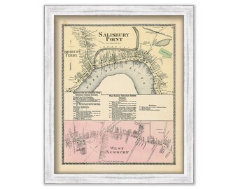 Villages of Salisbury Point and West Newburyt, Massachusetts 1872 Map - Replica or Genuine ORIGINAL