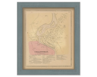 COLLINSVILLE, Connecticut, 1869 Map, Replica or GENUINE ORIGINAL