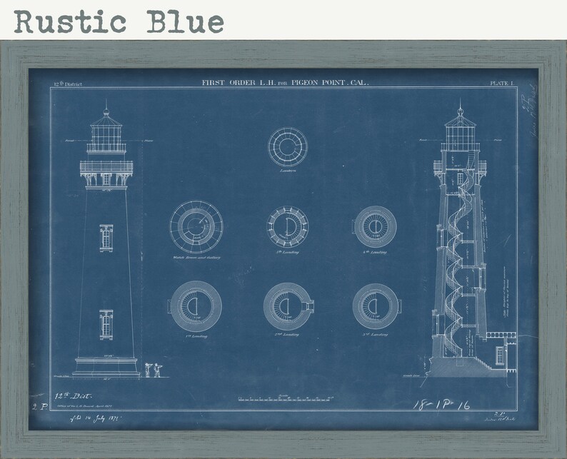 PIGEON POINT LIGHTHOUSE, California - Blueprint Drawing and Plan of the ...