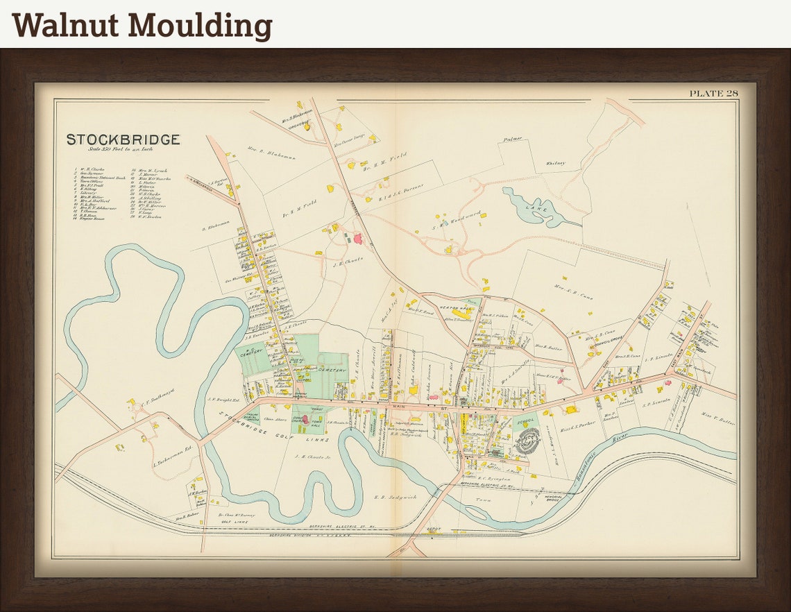 Village of STOCKBRIDGE Massachusetts 1904 Map Replica or Etsy