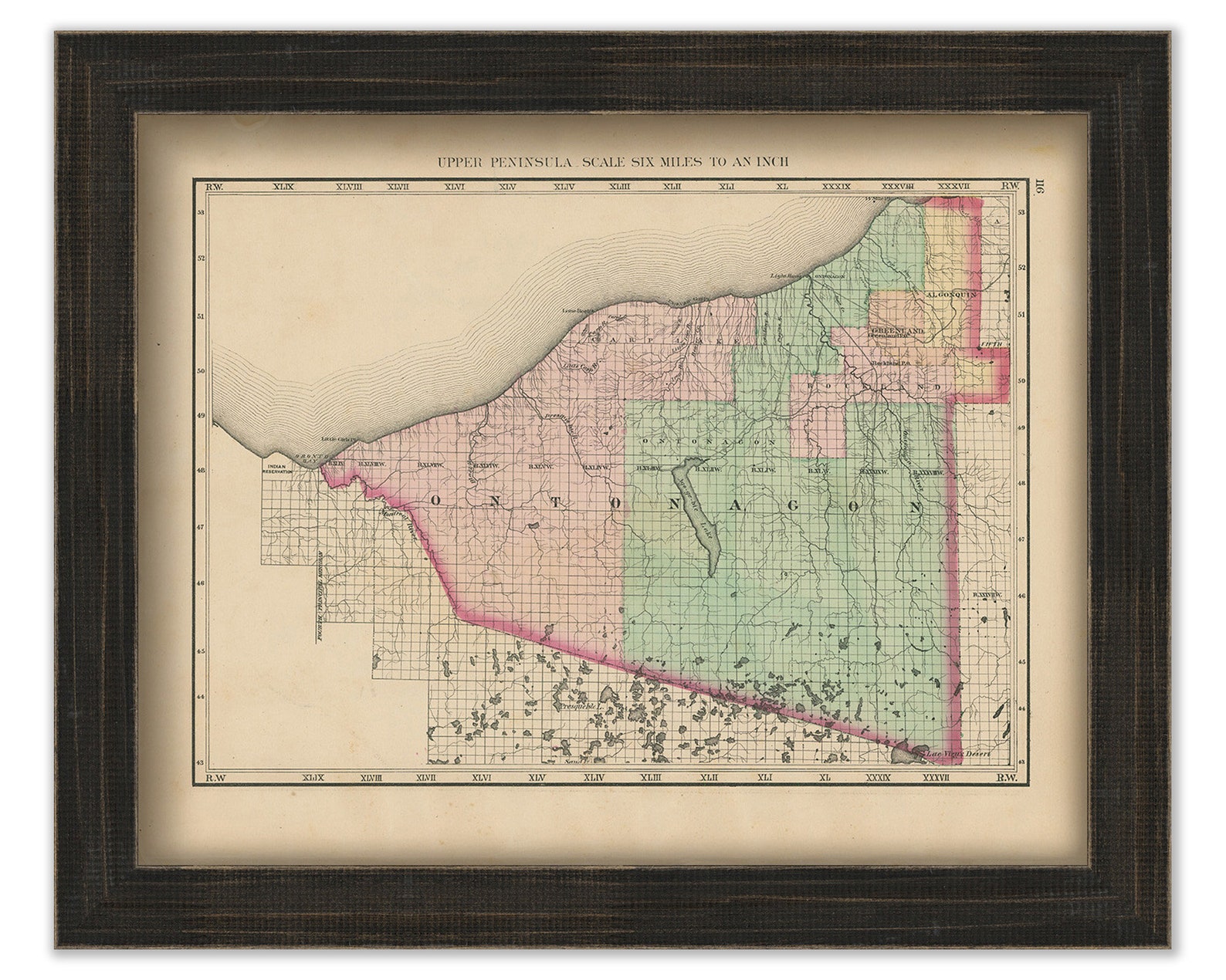 ONTONAGON COUNTY Michigan 1873 Map Replica or Genuine Etsy
