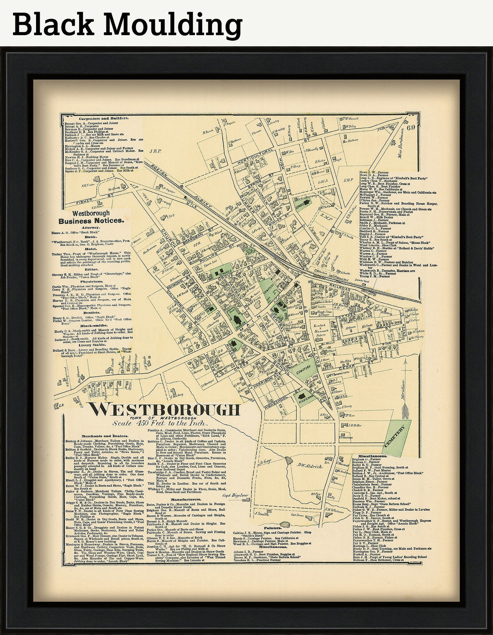 Village of WESTBOROUGH Massachusetts 1870 Map Etsy