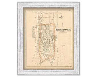 NEWTOWN, Pennsylvania  - 1876 Map