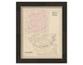 WEST DEER and COLLIER, Pennsylvania 1876 Map - Replica or Genuine Original