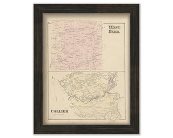 WEST DEER and COLLIER, Pennsylvania 1876 Map - Replica or Genuine Original