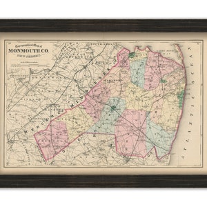 MONMOUTH COUNTY, New Jersey 1873 Map, Replica or Genuine ORIGINAL