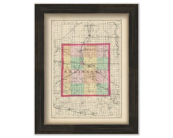 SHIAWASSEE COUNTY, Michigan 1873 Map - Replica or Genuine Original