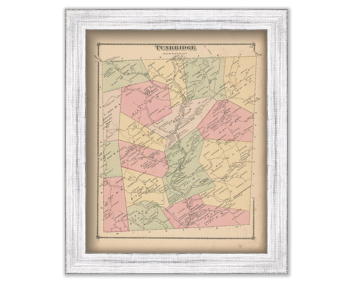 TUNBRIDGE Vermont 1877 Map Replica or Genuine ORIGINAL Etsy