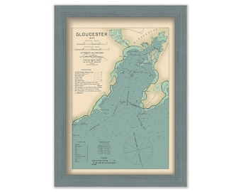 Gloucester Harbor, Massachusetts - Nautical Chart by Geo. Eldridge Colored Version