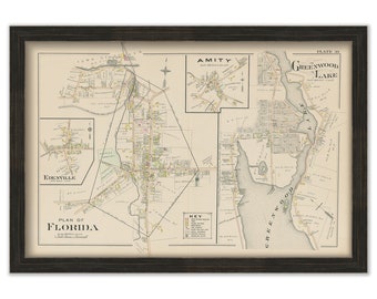 GREENWOOD LAKE and FLORIDA, New York 1903 Map - Replica or Genuine Original