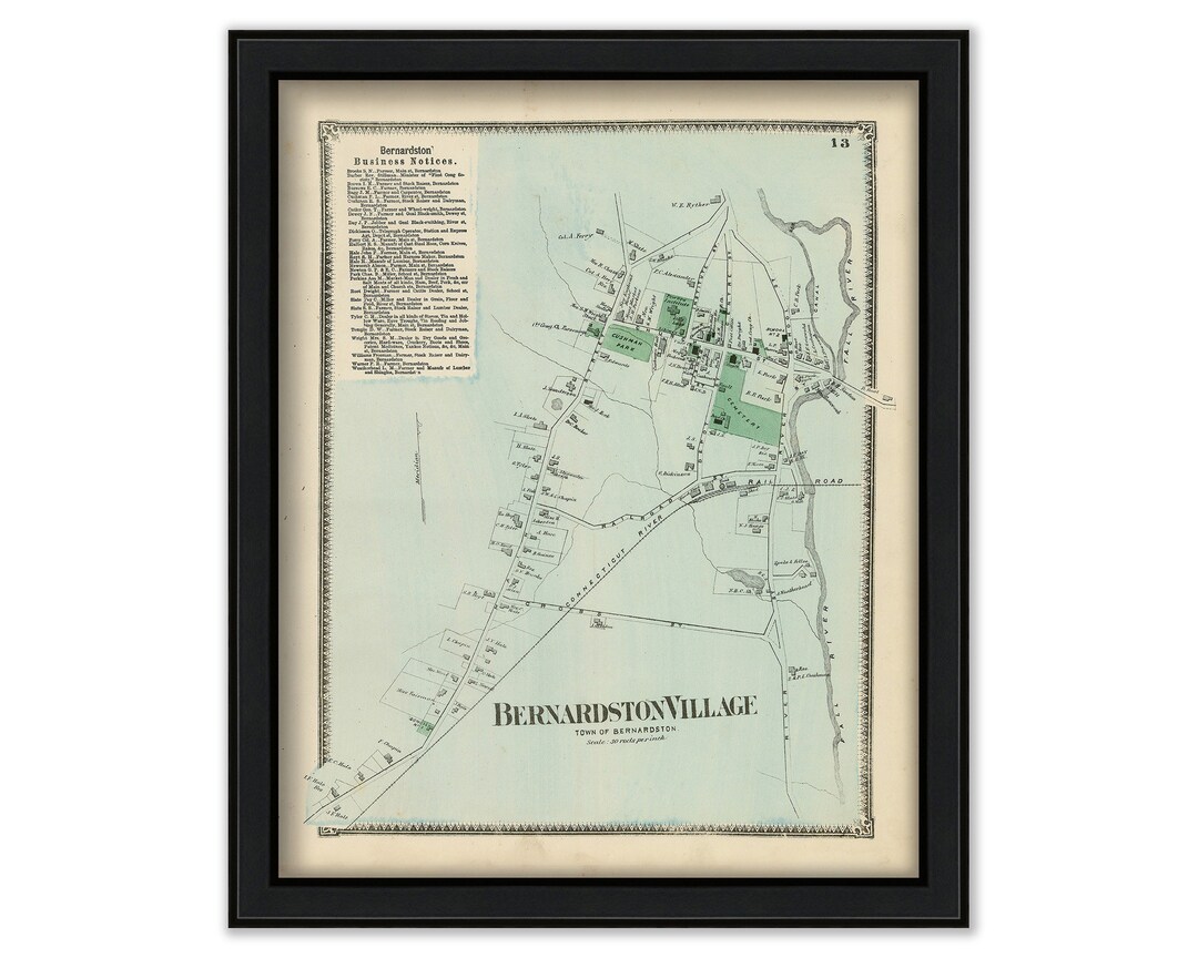 Village of BERNARDSTON, Massachusetts 1871 Map Etsy