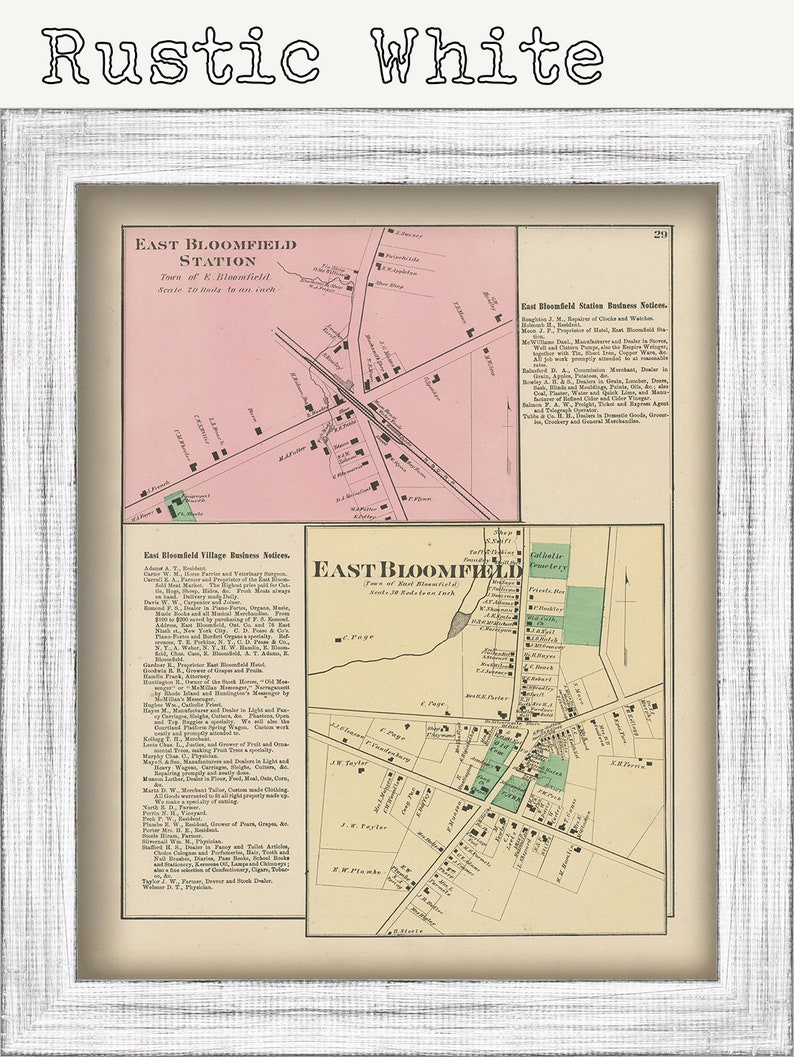 EAST BLOOMFIELD the Village Ontaro County New York 1874 Map Etsy