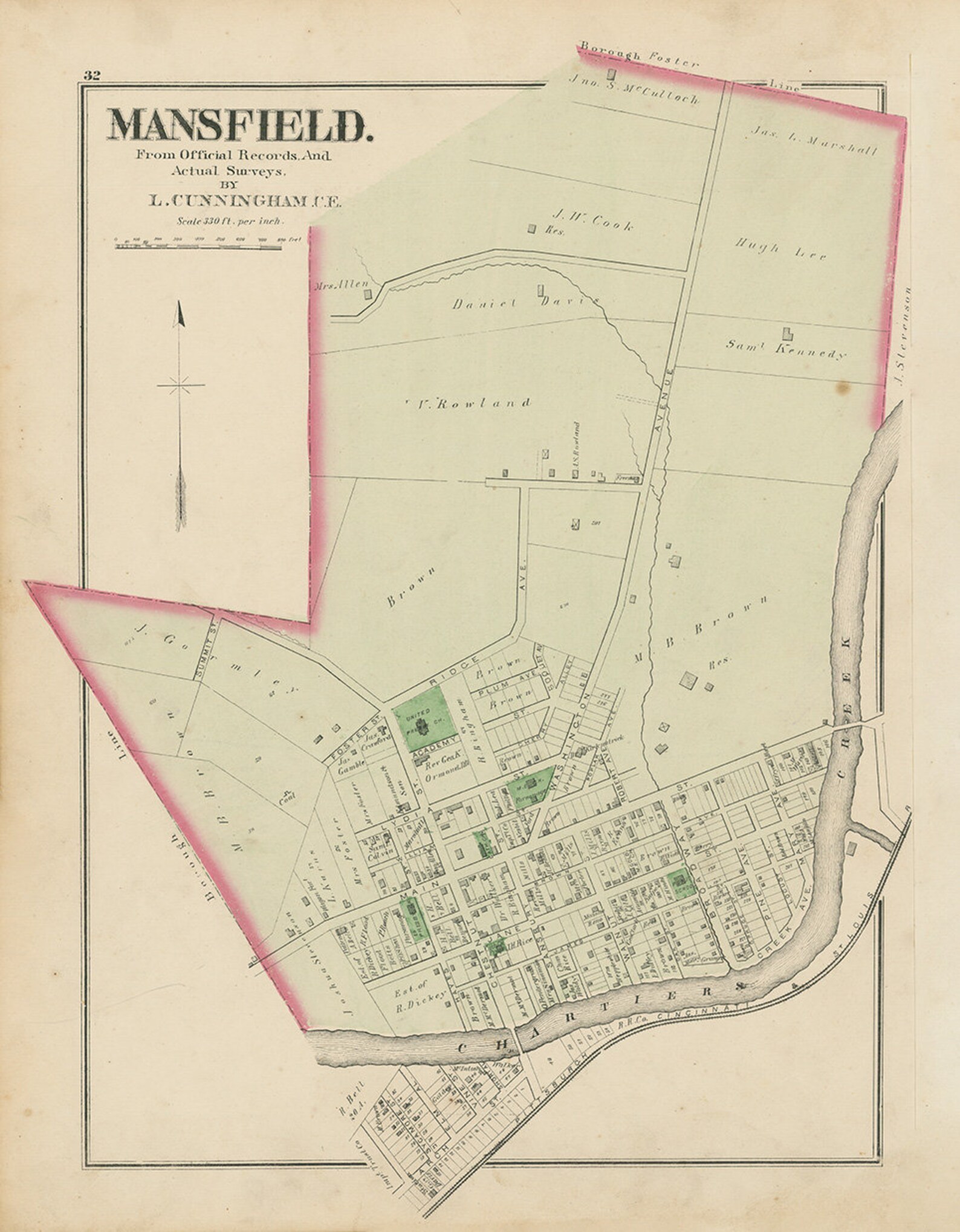 MANSFIELD Pennsylvania 1876 Map Replica or Genuine ORIGINAL Etsy UK