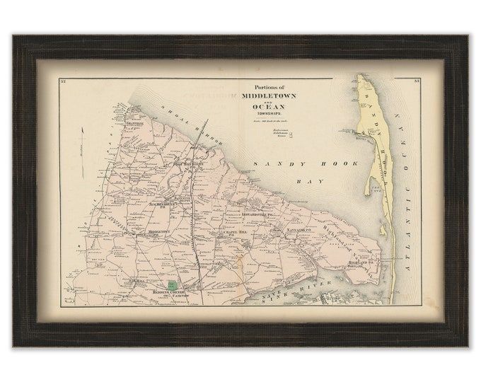 MIDDLETOWN and OCEAN Townships, New Jersey 1873 Map - Replica or Genuine ORIGINAL