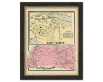 Town of LONG MEADOW, Massachusetts 1870 Map