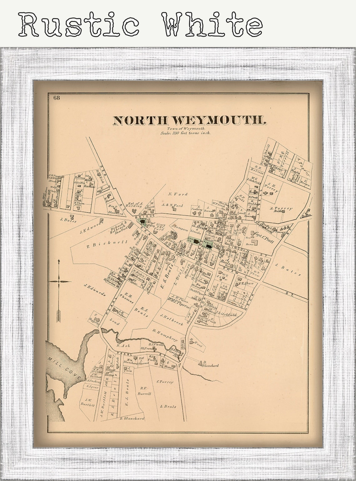North Weymouth Massachusetts 1876 Map Replica or GENUINE Etsy