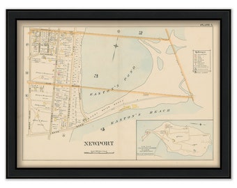 NEWPORT, Rhode Island 1893 Map-Plate L