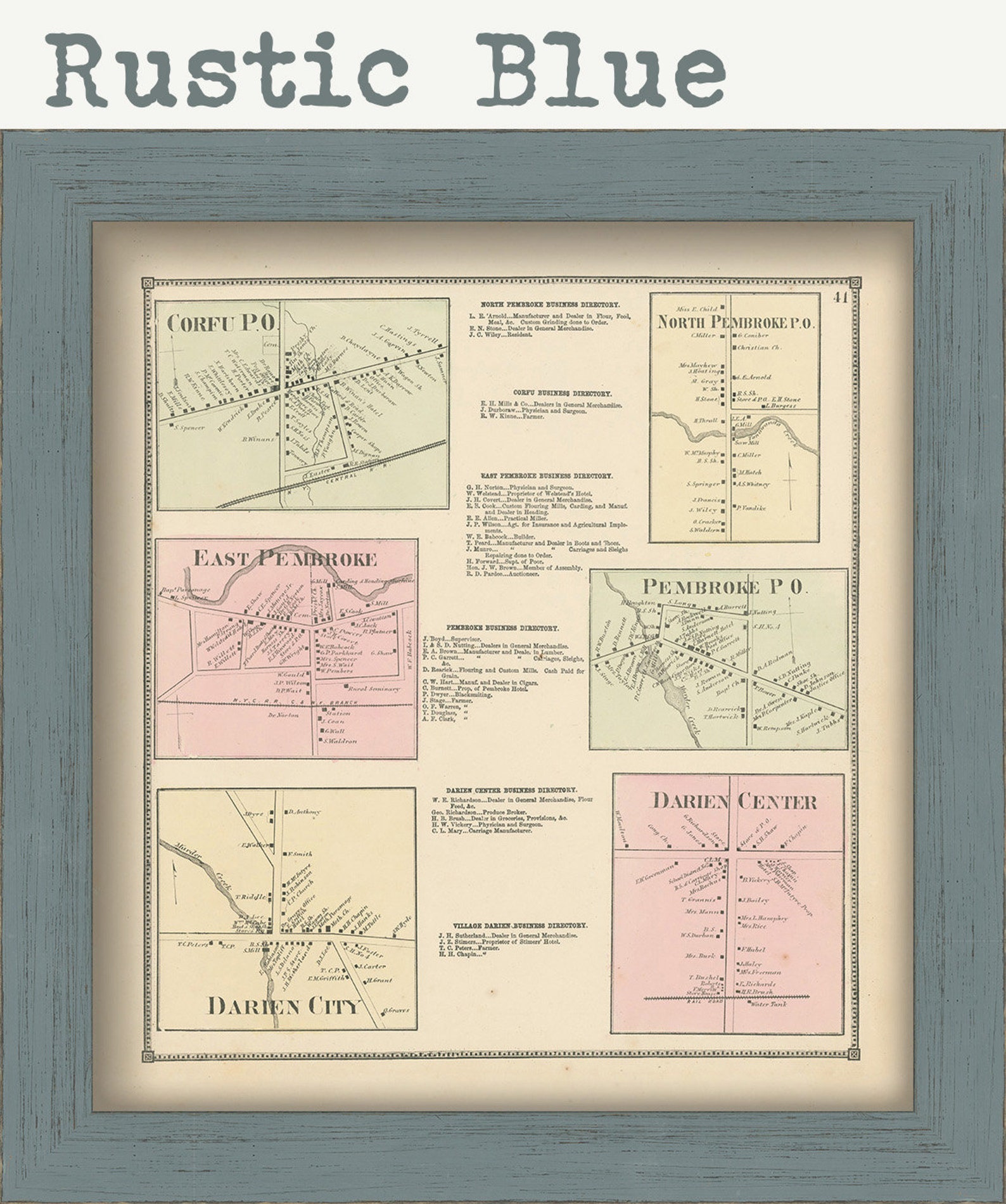 Villages of PEMBROKE Genesee County New York 1866 Map Etsy