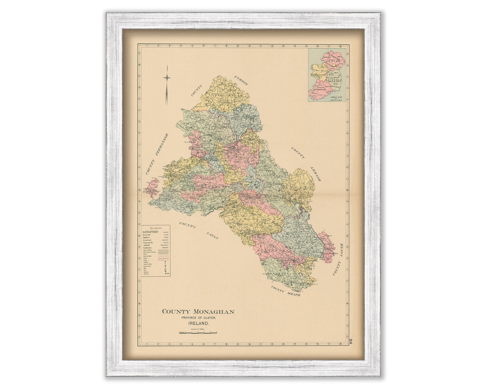 COUNTY MONAGHAN Ireland 1901 Map Replica or GENUINE - Etsy