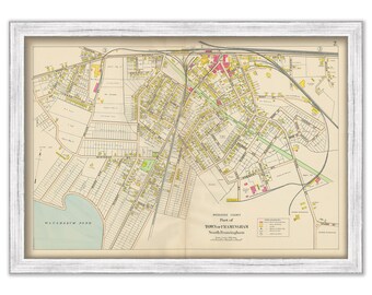 SOUTH FRAMINGHAM, Massachusetts 1908 Map - Replica or GENUINE Original