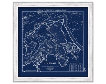 HINGHAM HARBOR and BAY, Massachusetts - Nautical Chart by Geo. W Eldridge 1908