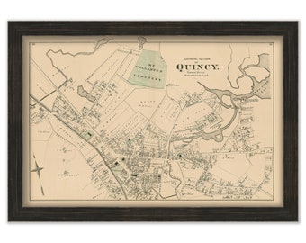 QUINCY, Massachusetts 1876 Map - Replica or GENUINE ORIGINAL