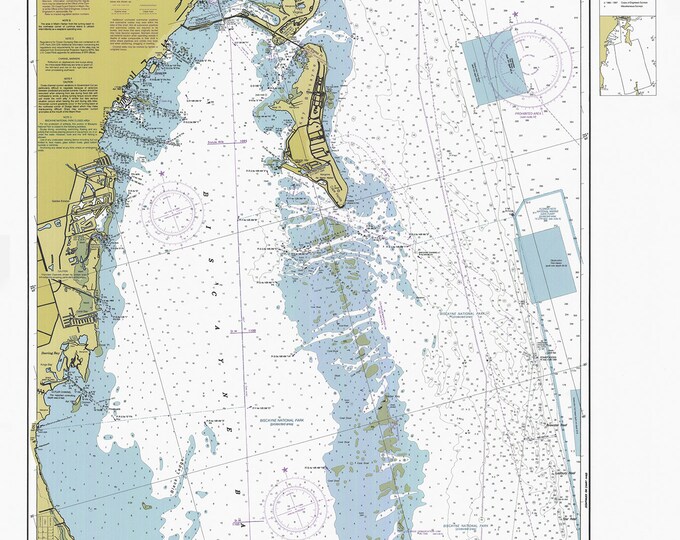 Miami, Coral Gables, Coconut Grove and Key Biscayne, Florida  - 1998 Nautical Chart