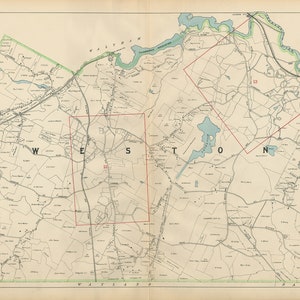 Town of WESTON, Massachusetts 1908 Map - Replica or GENUINE Original - Etsy