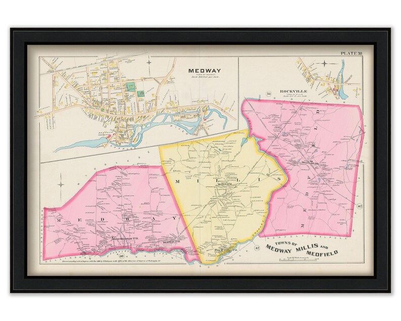 | Small Size Perfect for Gifts and Framing 1888 Rhode Island Map Not Reproduction Original