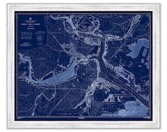 BOSTON INNER HARBOR, Massachusetts - 1954 Nautical Chart Blueprint