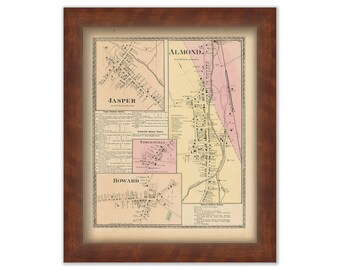 Villages of HOWARD, ALMOND and JASPER, New York 1873 Map, Replica or Genuine Original