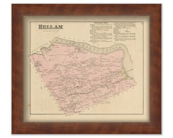 HELLAM, Pennsylvania 1876 Map - Replica or Genuine ORIGINAL