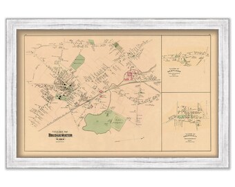 BRIDGEWATER VILLAGE, Massachusetts 1879 Map - Replica or Genuine ORIGINAL