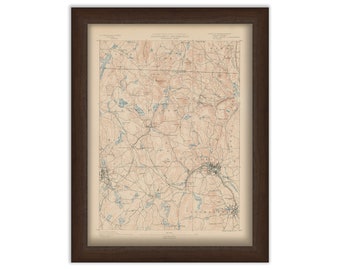 Fitchburg, Leominster, Ashburnham and Ashby, Massachusetts 1890 - Topographic Map - Replica and Genuine Original