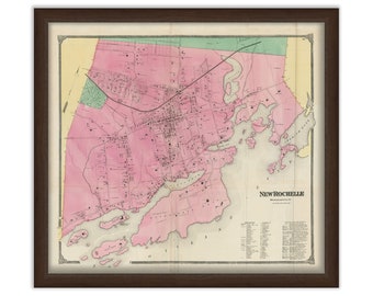 Village of NEW ROCHELLE, New York 1868 Map