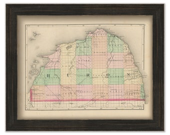 HURON COUNTY, Michigan 1873 Map - Replica or Genuine Original