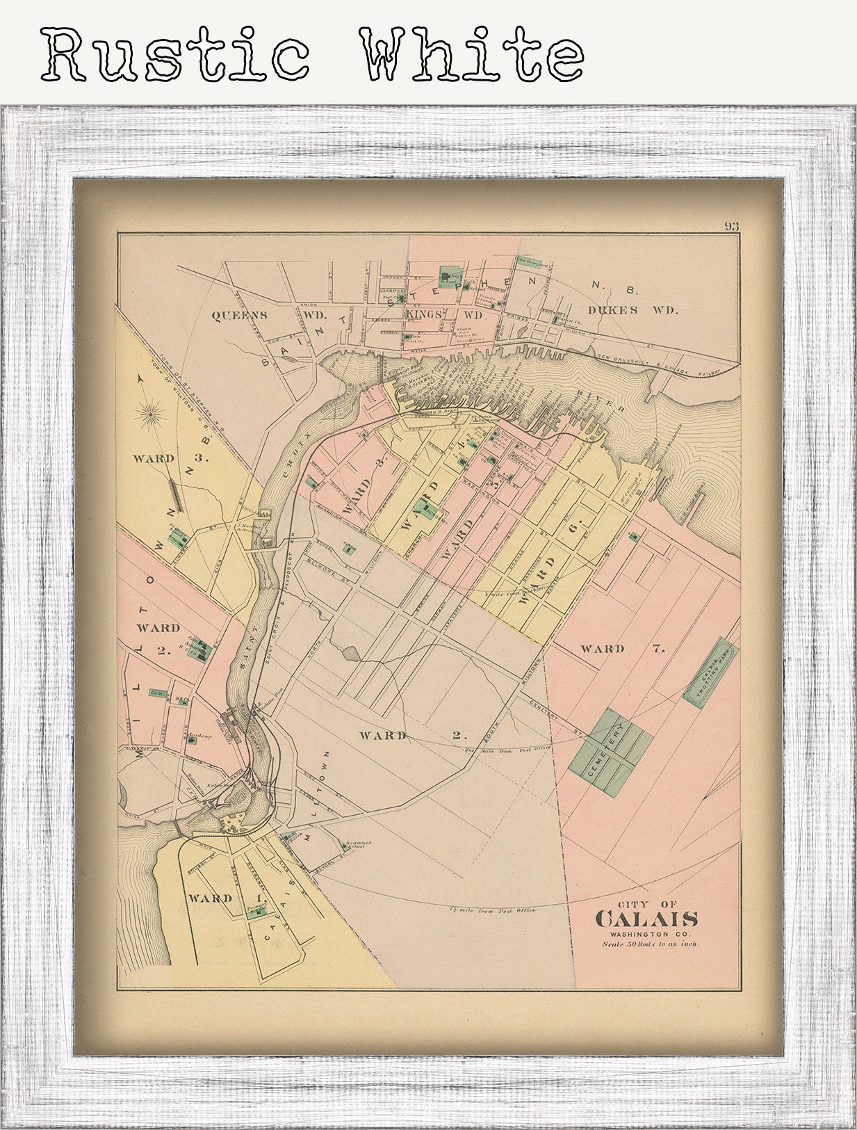 CALAIS Maine 1890 Map Replica or GENUINE ORIGINAL - Etsy.de