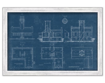 GREENBURY POINT LIGHTHOUSE, Annapolis, Maryland  -  Blueprint Drawing and Plan of the Lighthouse as it was in 1886