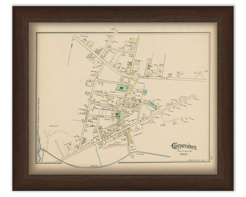 WAYLAND Massachusetts 1889 Map Replica or Genuine ORIGINAL Etsy