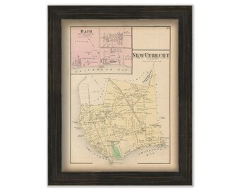 New Utrecht, Brooklyn, New York 1873 Map, Replica and GENUINE ORIGINAL