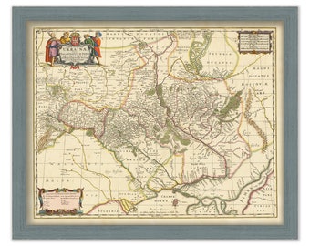 Ukraine circa 1657, map by J. Janssonius - modern replica