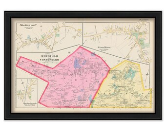 Towns of WRENTHAM and FOXBOROUGH, Massachusetts 1888 Map