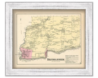 BETHLEHEM, Pennsylvania 1872 Map - Replica or GENUINE ORIGINAL