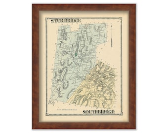 Towns of STURBRIDGE and SOUTHBRIDGE, Massachusetts 1870 Map