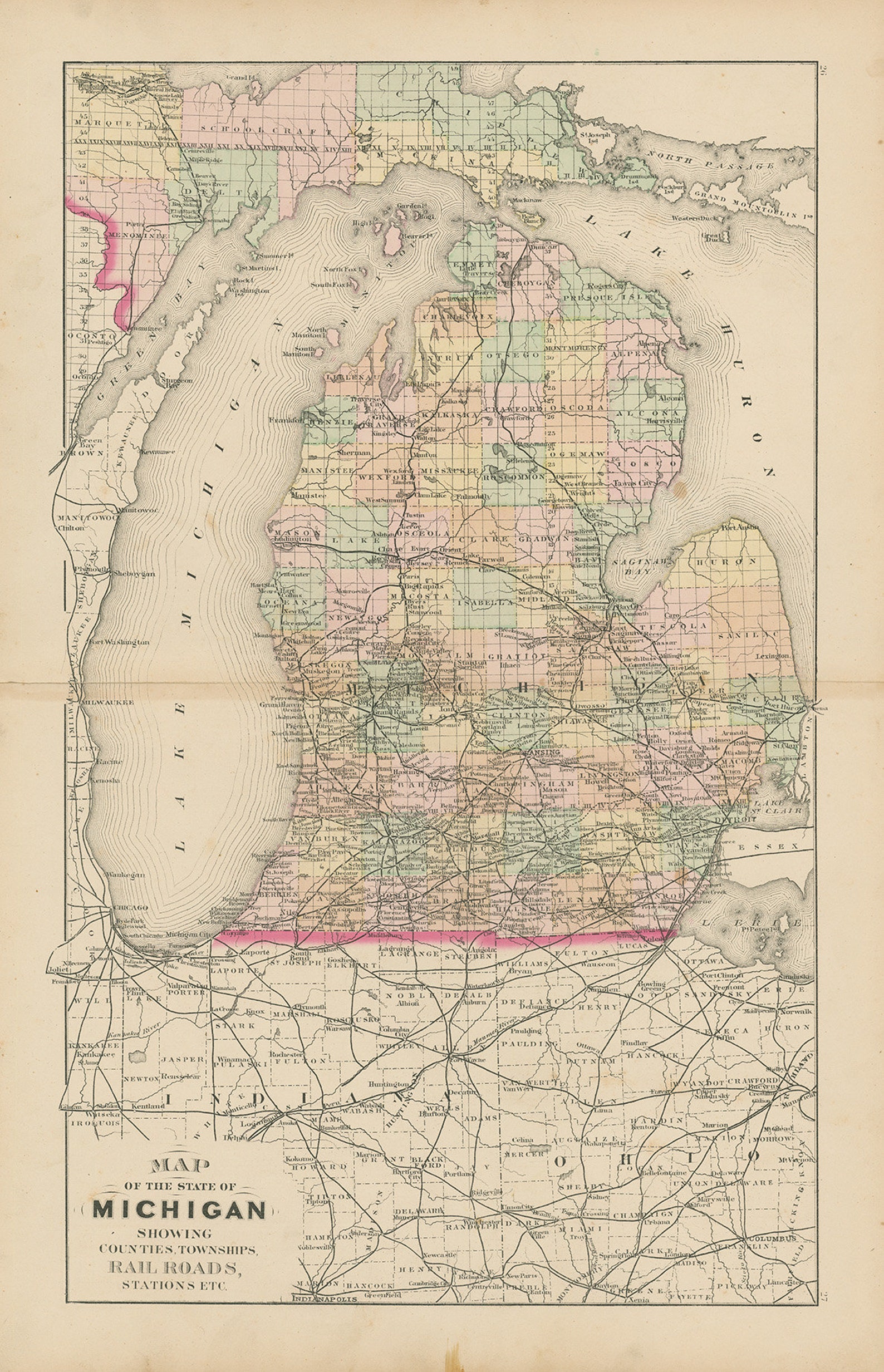TUSCOLA COUNTY Michigan 1873 Map Replica or Genuine - Etsy