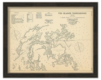 FOX ISLANDS THOROUGHFARE, Maine 1909 - Nautical Chart by Geo. Eldridge