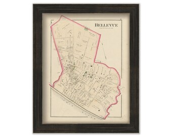 BELLEVUE, Pennsylvania 1876 Map - Replica or Genuine ORIGINAL