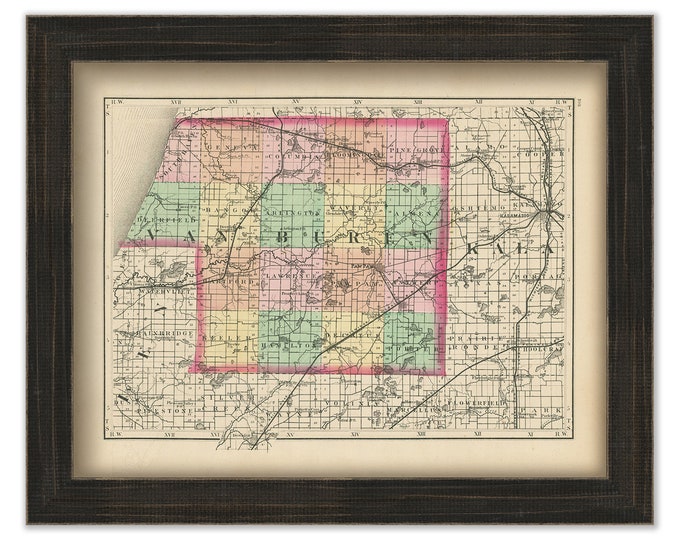 VAN BUREN COUNTY, Michigan 1873 Map - Replica or Genuine Original