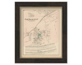 Far Rockaway Village, Hempstead, New York 1873 Map, Replica and GENUINE ORIGINAL